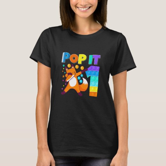 Kinder Pop Fox Happy 1th Birthday 1 Cute Fox T-shirt (Voorkant)