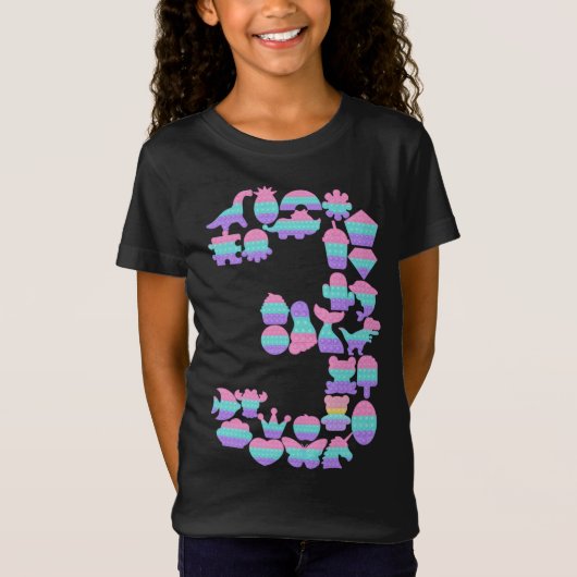 Kinder Pop Het 3e jaar oude 3e verjaardag Fidget P T-shirt (Voorkant)
