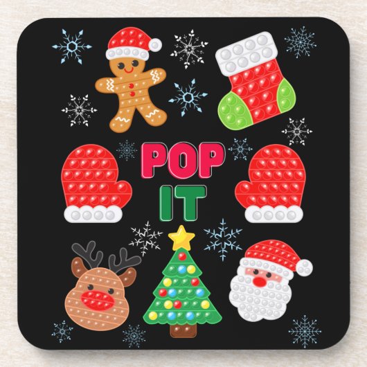 Kinder Pop Het kerstballetje kerstman renrendierst Bier Onderzetter (Voorkant)