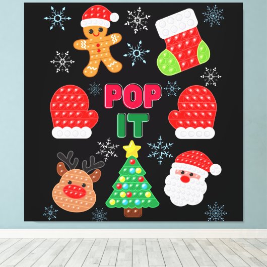 Kinder Pop Het kerstballetje kerstman renrendierst Canvas Afdruk (Insitu (Houten vloer))