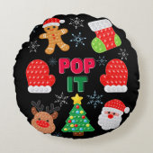 Kinder Pop Het kerstballetje kerstman renrendierst Rond Kussen (Voorkant)