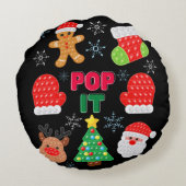 Kinder Pop Het kerstballetje kerstman renrendierst Rond Kussen (Achterkant)