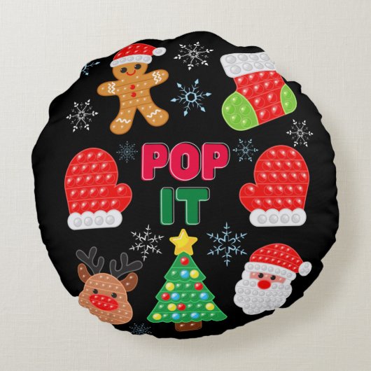 Kinder Pop Het kerstballetje kerstman renrendierst Rond Kussen (Achterkant)