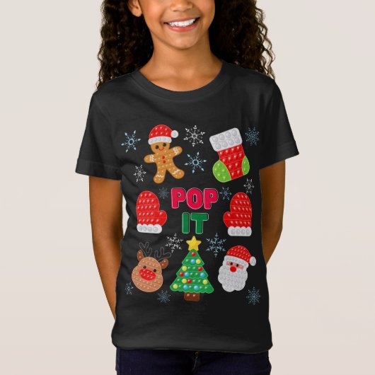 Kinder Pop Het Kerstmis Santa rendier Fidget Speel T-shirt (Voorkant)