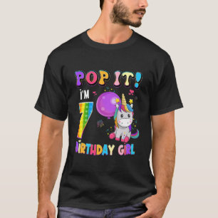 Kinder Pop Ik ben 7 jaar oud Unicorn Girl Fidget 7 T-shirt