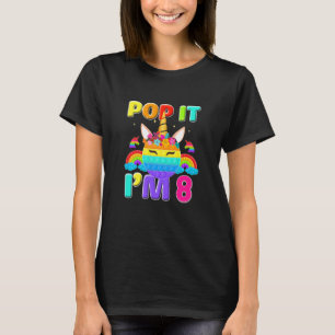 Kinder Pop Ik ben 8e verjaardag decoratie Unicorn  T-shirt