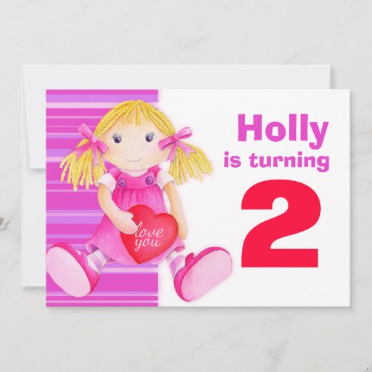 Kinder pop tweede verjaardag roze verjaardag uitno kaart (Voorkant)