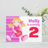 Kinder pop tweede verjaardag roze verjaardag uitno kaart (Staand voorkant)