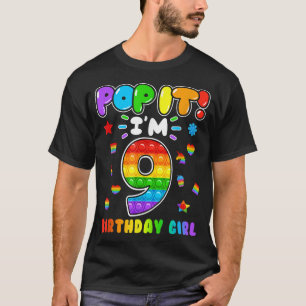 Kinder Pop van de geboorte Ik ben negen jaar oud e T-shirt