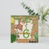 Kinder POPULAIRE Oerwoud 6e verjaardag Uitnodiging (Staand voorkant)