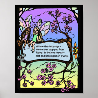Kinder Poster aan de muur - Fairies Black BG - Uni