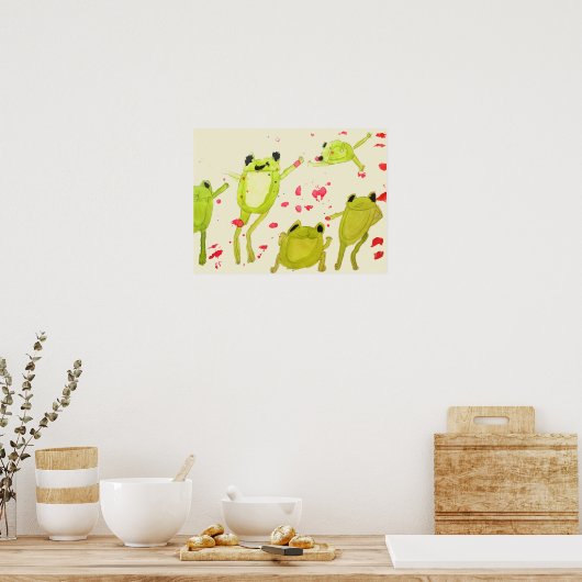Kinder posters kikkers in waterverf (Keuken)