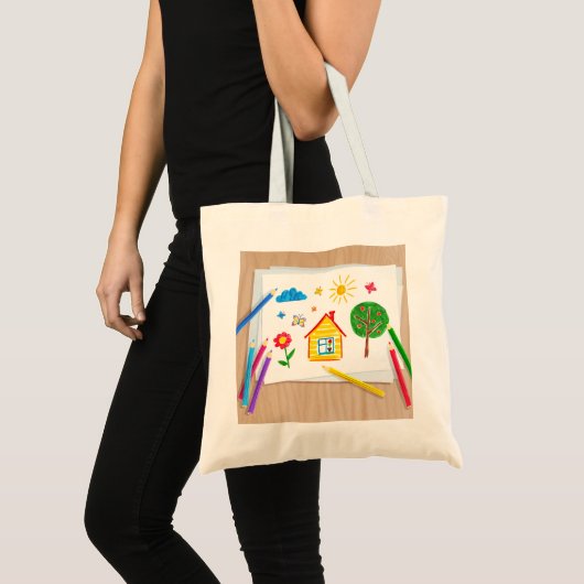 Kinder potloodtekening tote bag (Voorkant (product))
