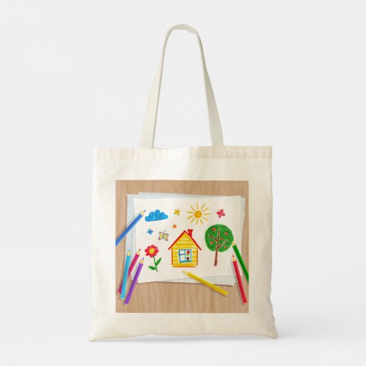 Kinder potloodtekening tote bag (Achterkant)