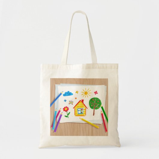 Kinder potloodtekening tote bag (Voorkant)