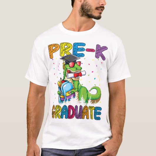 Kinder pre-K Afstuderen T-rex Dinosaur Pre Kinderg T-shirt (Voorkant)
