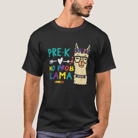 Kinder Pre K Geen Prob Llama Prek Eerste Dag Schoo T-shirt (Voorkant)