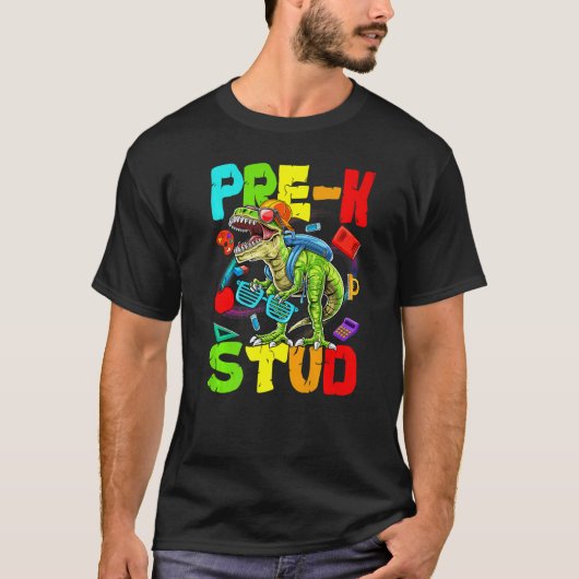 Kinder Pre K Stud Dinosaurus Terug naar School Boy T-shirt (Voorkant)