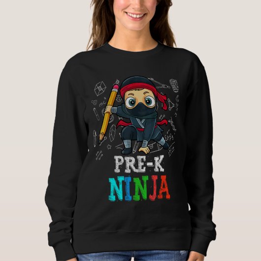 Kinder Pre K Terug naar School Ninja Boys Trui (Voorkant)