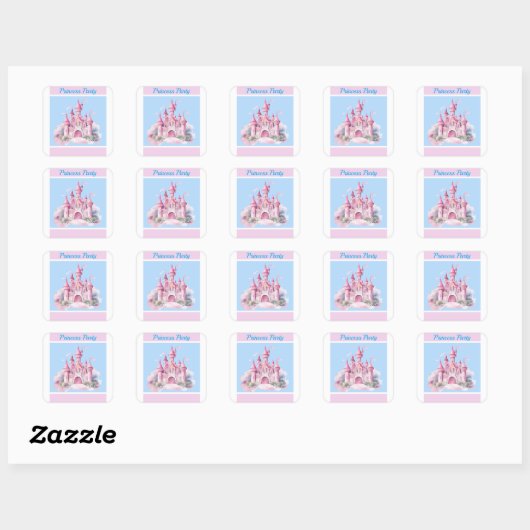 Kinder Princess Party Square Sticker (Vel)