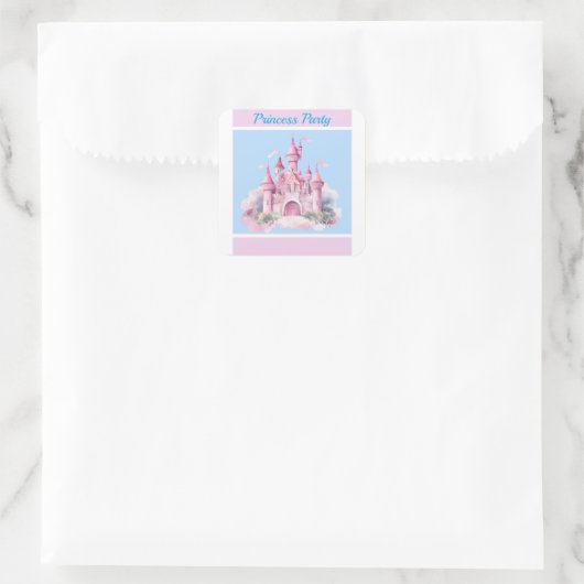 Kinder Princess Party Square Sticker (Tas)
