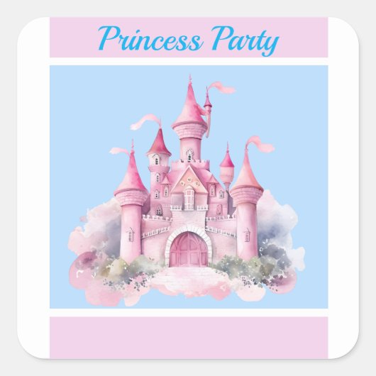 Kinder Princess Party Square Sticker (Voorkant)