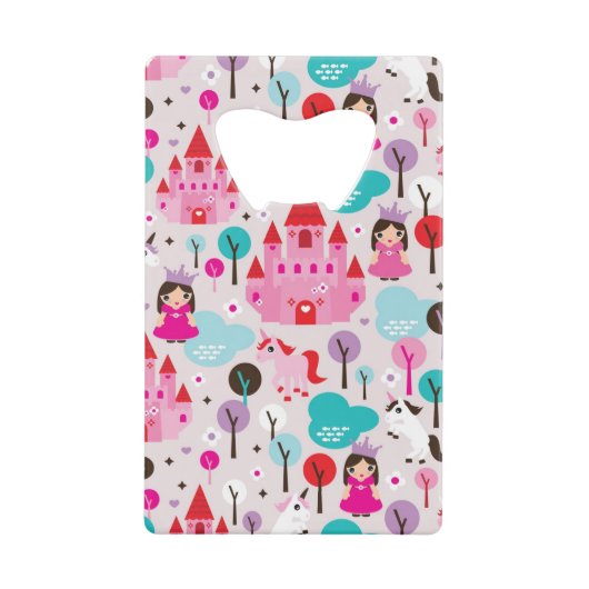 kinder prinses castle en unicorn creditkaart flessenopener (Voorkant)