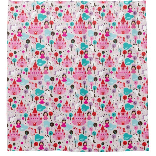 kinder prinses castle en unicorn douchegordijn (Voorkant)