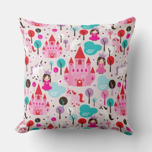 kinder prinses castle en unicorn kussen (Voorkant)