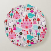 kinder prinses castle en unicorn rond kussen (Achterkant)