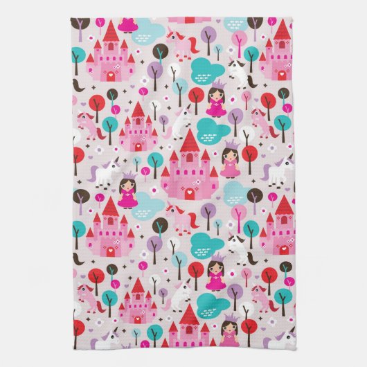 kinder prinses castle en unicorn theedoek (Verticaal)