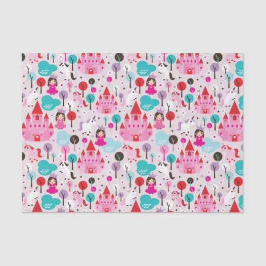 kinder prinses castle en unicorn tissuepapier (Voorkant)