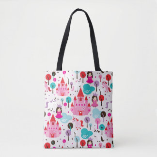 kinder prinses castle en unicorn tote bag