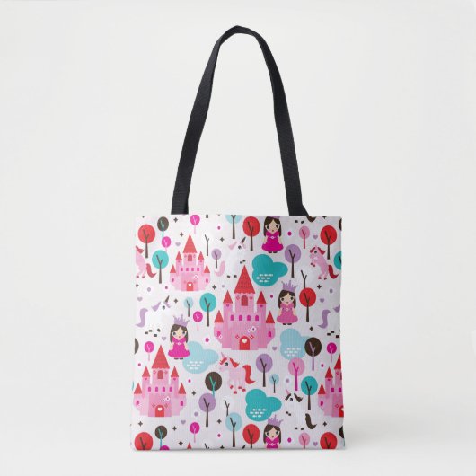 kinder prinses castle en unicorn tote bag (Voorkant)