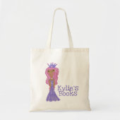Kinder prinses Paars Pink Library Book Canvas tas (Voorkant)