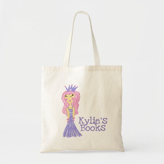 Kinder prinses Paars Pink Library Book Canvas tas (Voorkant)