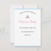 Kinder Prinses Party Dank u Kaart (Achterkant)