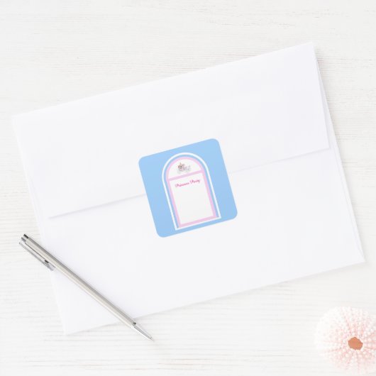 Kinder Prinses Verjaardag Party Square Sticker (Envelop)