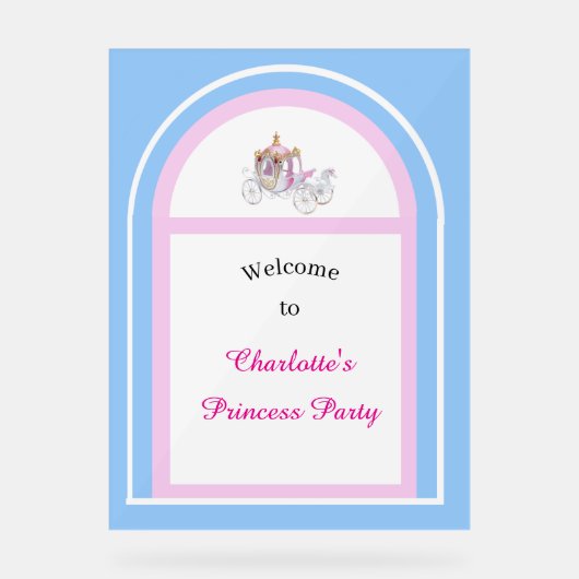 Kinder prinses verjaardagsfeest welkomstbord acryl bord (Voorkant)