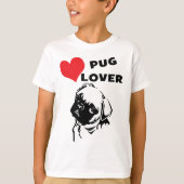 Kinder Pug Lover Red Heart Dog T-shirt (Voorkant)