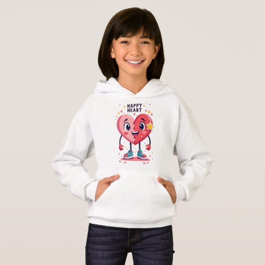 Kinder Pullover Hoodie - Happy Heart Design (Voorkant volledig)