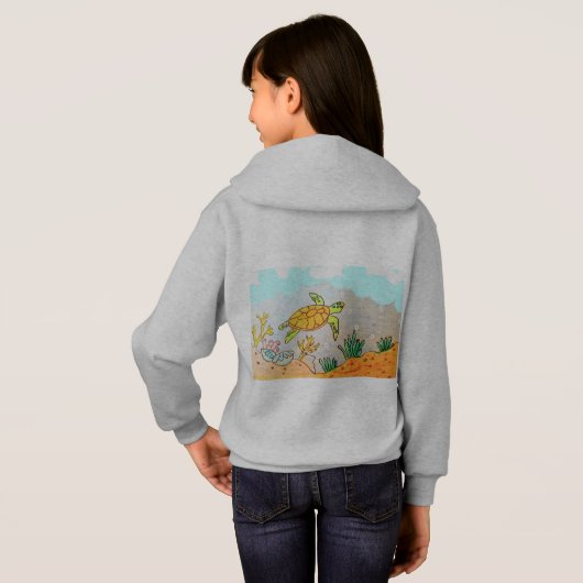 KINDER PULLOVER HOODIE - ZEE SCHILDPAD (Achterkant volledig)