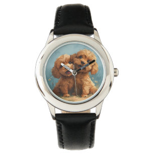 Kinder puppy  lederen horloge