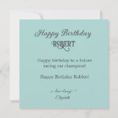 KINDER RACE AUTO SPEELGOED VERJAARDAGSTAART KAART (Achterkant)