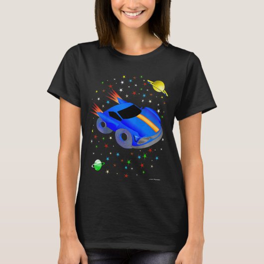 Kinder RACE CAR ROCKET in Space Fun Science Unique T-shirt (Voorkant)