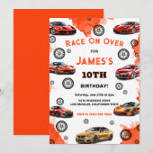 Kinder Race op Over Speed Racing Car Verjaardag Kaart (Voorkant / Achterkant)