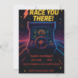 kinder race verjaardagsfeestje uitnodigingskaart kaart