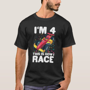 Kinder raceauto 4e Verjaardag 4 Vier Peuter Formul T-shirt