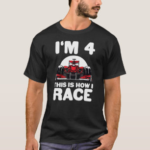 Kinder raceauto 4e Verjaardag 4 Vier Peuter Formul T-shirt