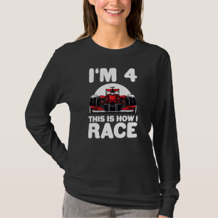 Kinder raceauto 4e Verjaardag 4 Vier Peuter Formul T-shirt